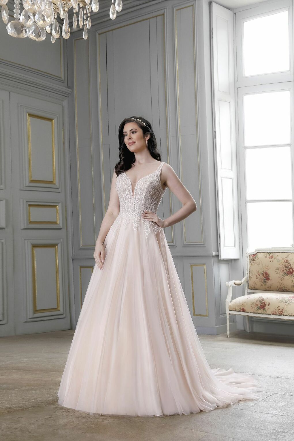 Amelie Brautkleid blush roesee ivory